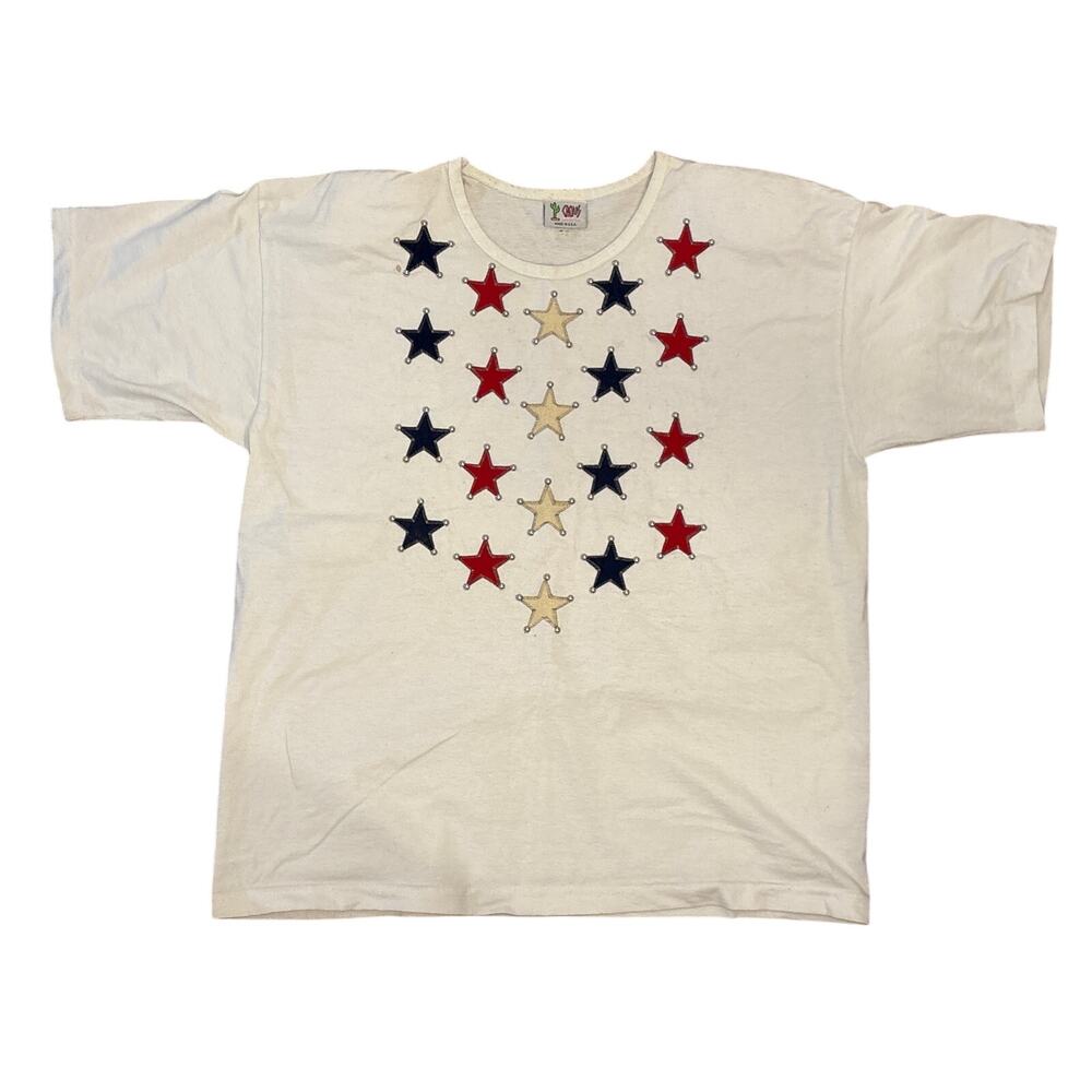 Patriotic Star Spangle Embezzled Patchwork Cactus… - image 1